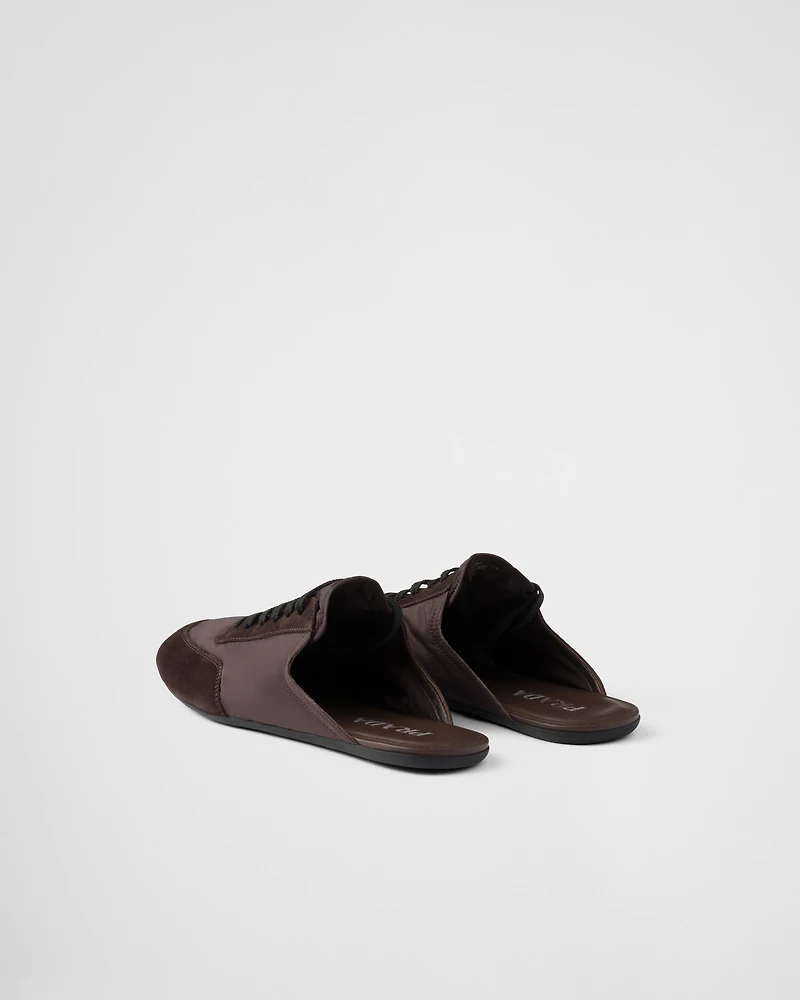 Collapse Re-Nylon and suede mules