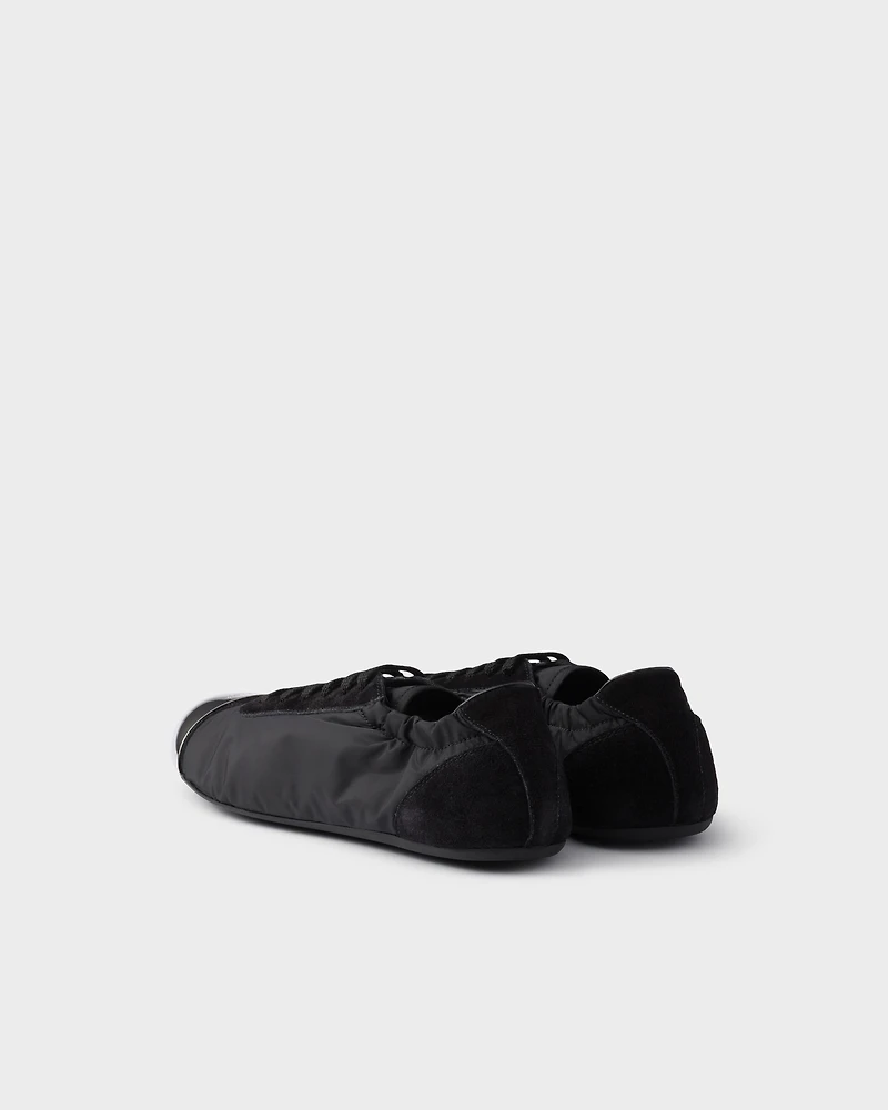 Collapse Re-Nylon and suede sneakers with metal toecap