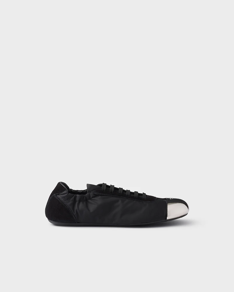 Collapse Re-Nylon and suede sneakers with metal toecap