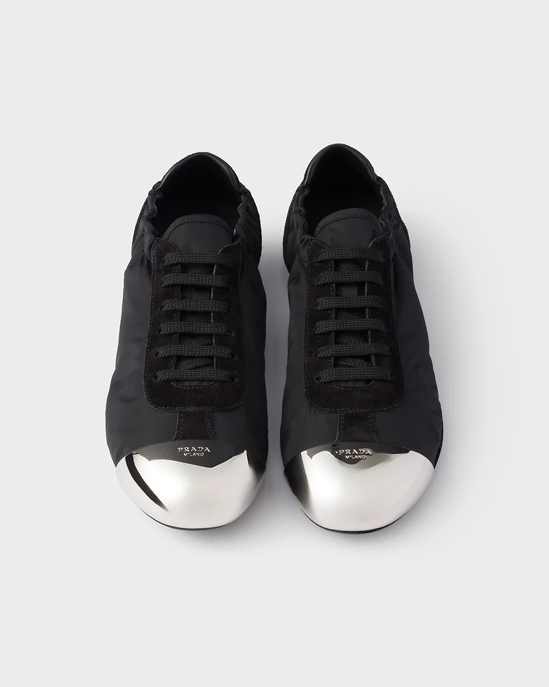 Collapse Re-Nylon and suede sneakers with metal toecap