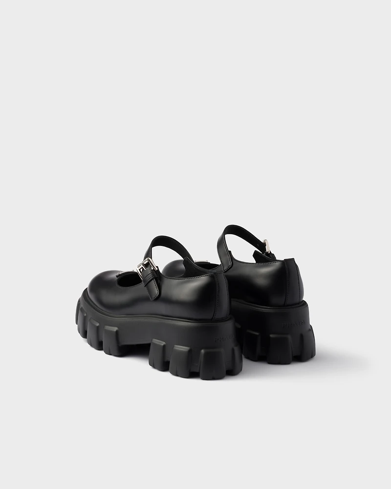 Brushed leather Monolith Mary Janes