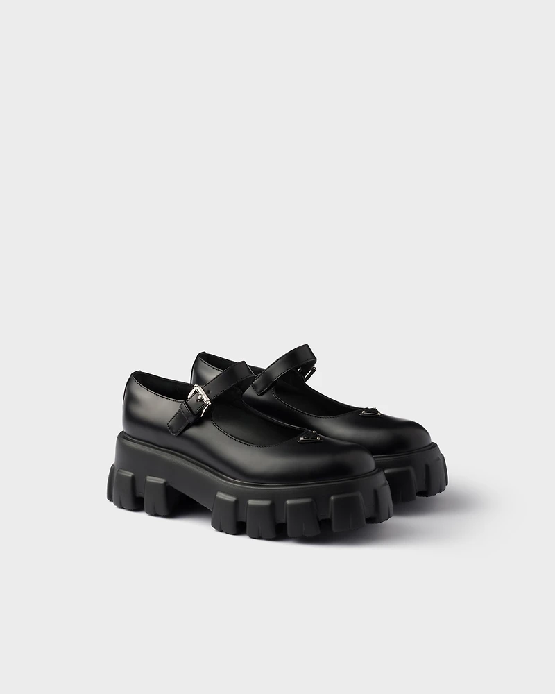 Brushed leather Monolith Mary Janes