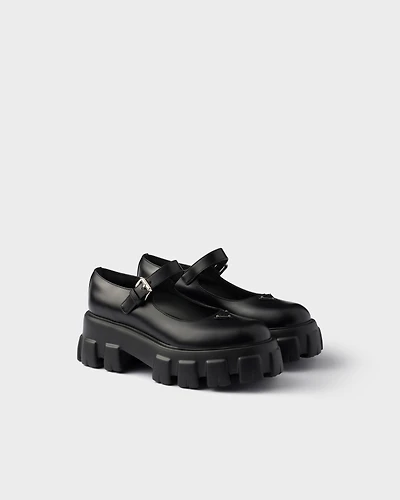 Brushed leather Monolith Mary Janes