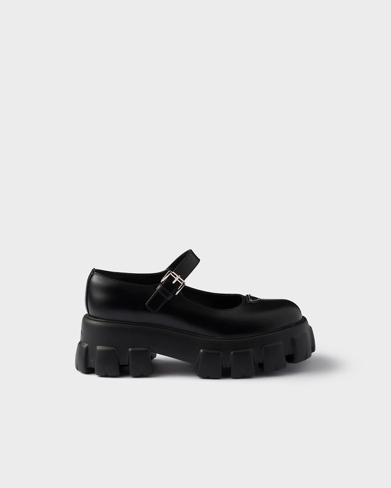 Brushed leather Monolith Mary Janes