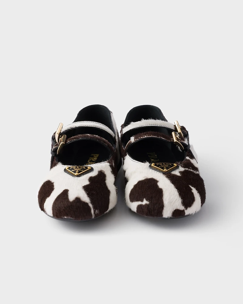 Printed leather ballerinas