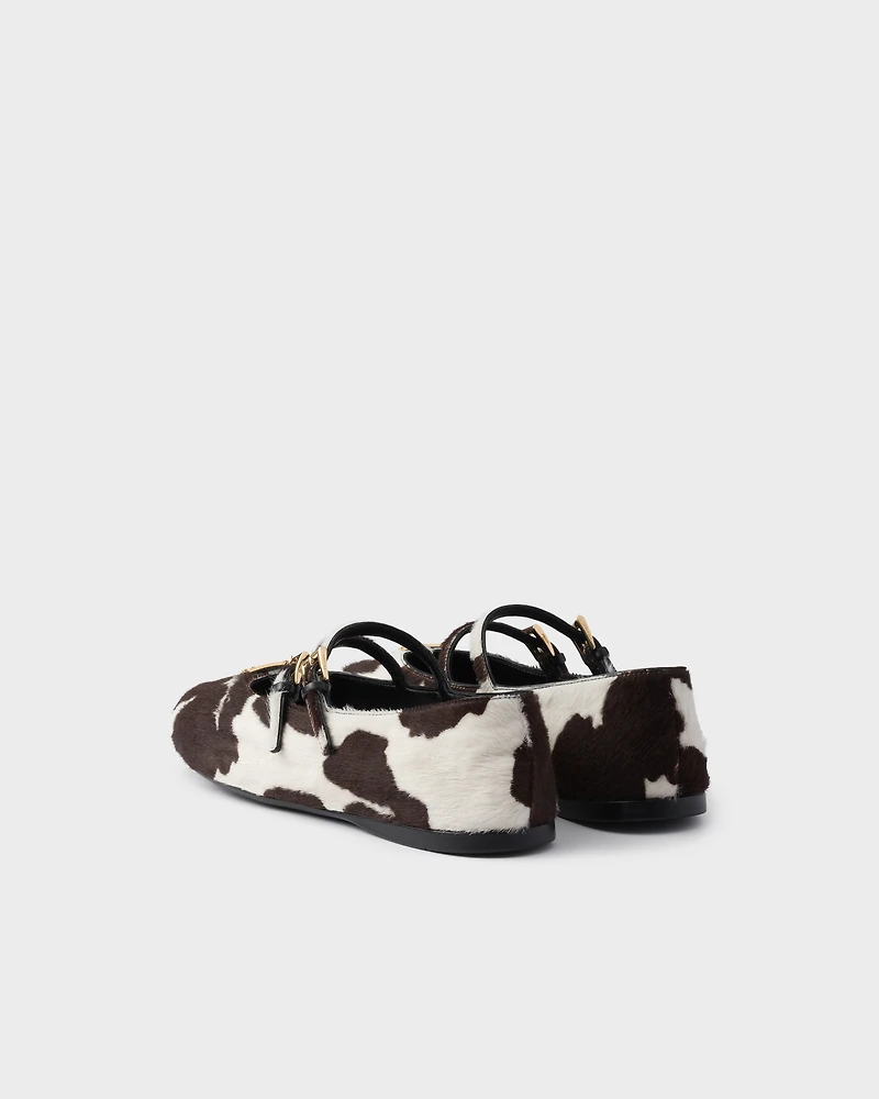 Printed leather ballerinas