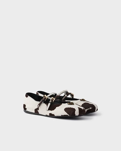 Printed leather ballerinas
