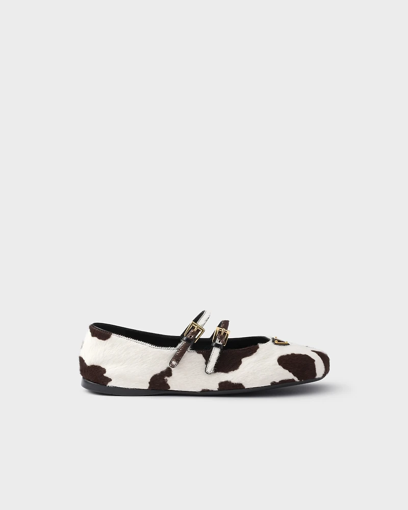 Printed leather ballerinas