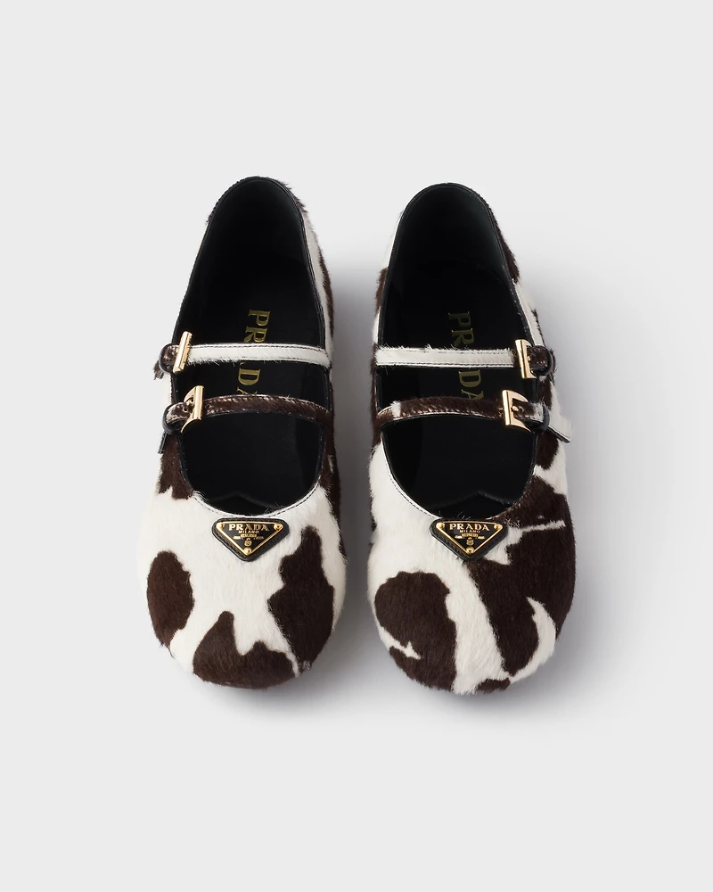 Printed leather ballerinas