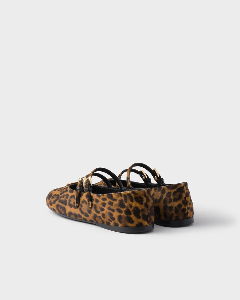Printed leather ballerinas