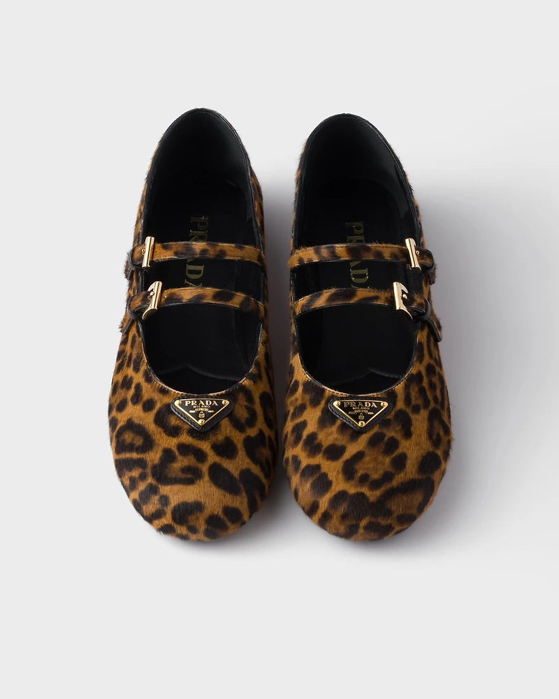 Printed leather ballerinas