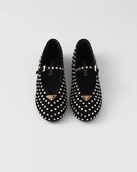 Suede ballerinas with crystals