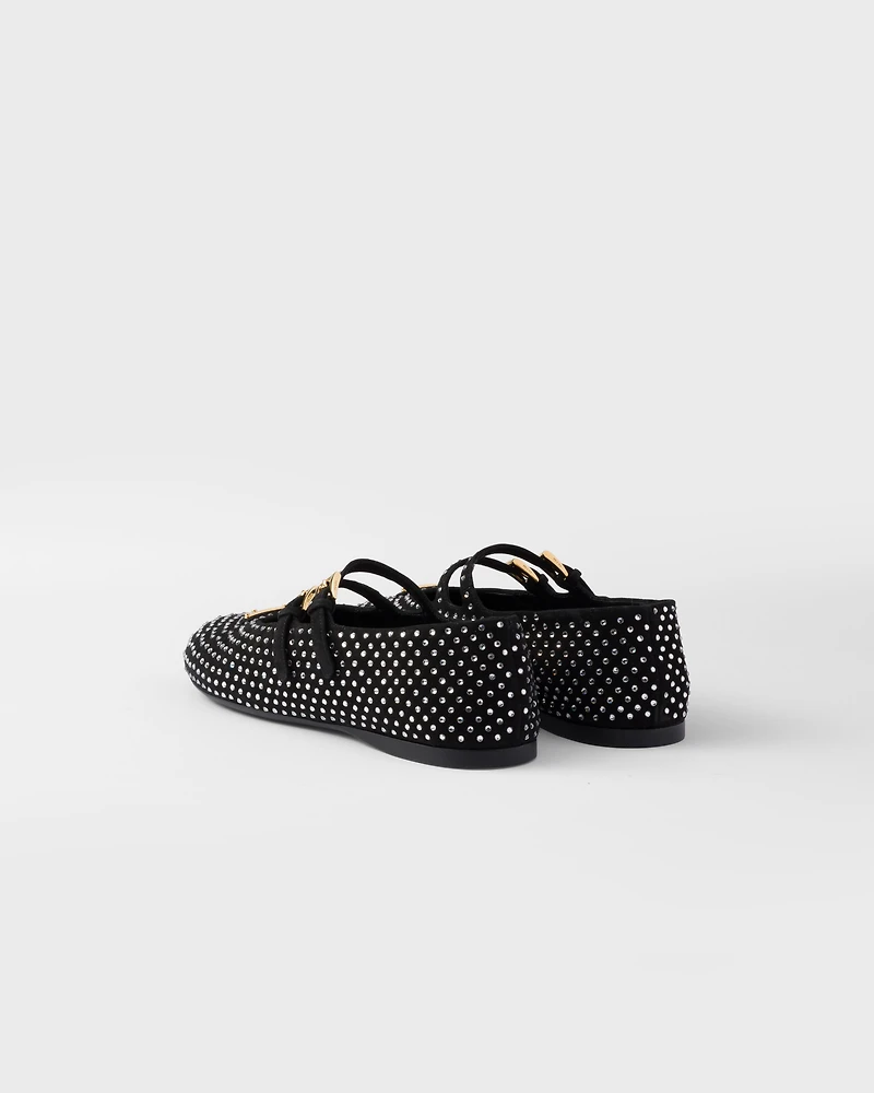 Suede ballerinas with crystals
