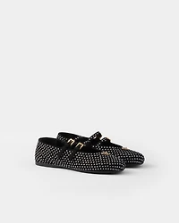 Suede ballerinas with crystals