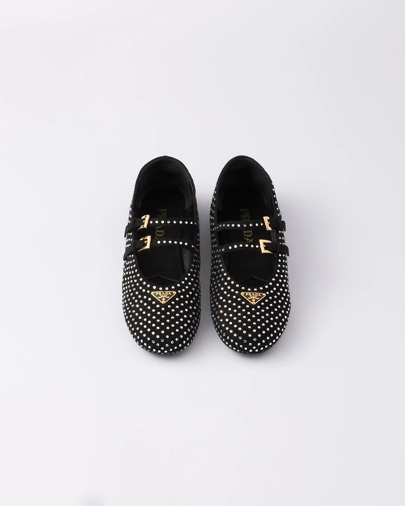 Suede ballerinas with crystals