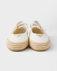 Nappa leather and raffia ballerinas