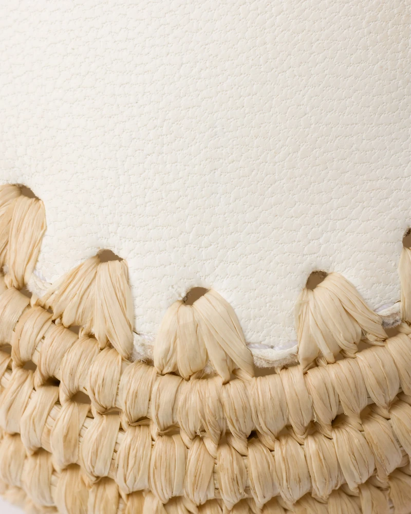 Nappa leather and raffia ballerinas