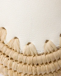 Nappa leather and raffia ballerinas