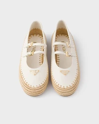 Nappa leather and raffia ballerinas