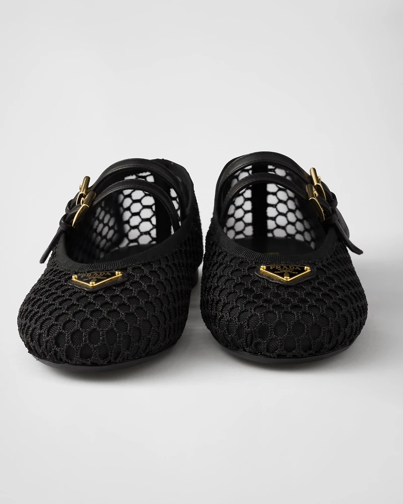 Mesh fabric ballerinas