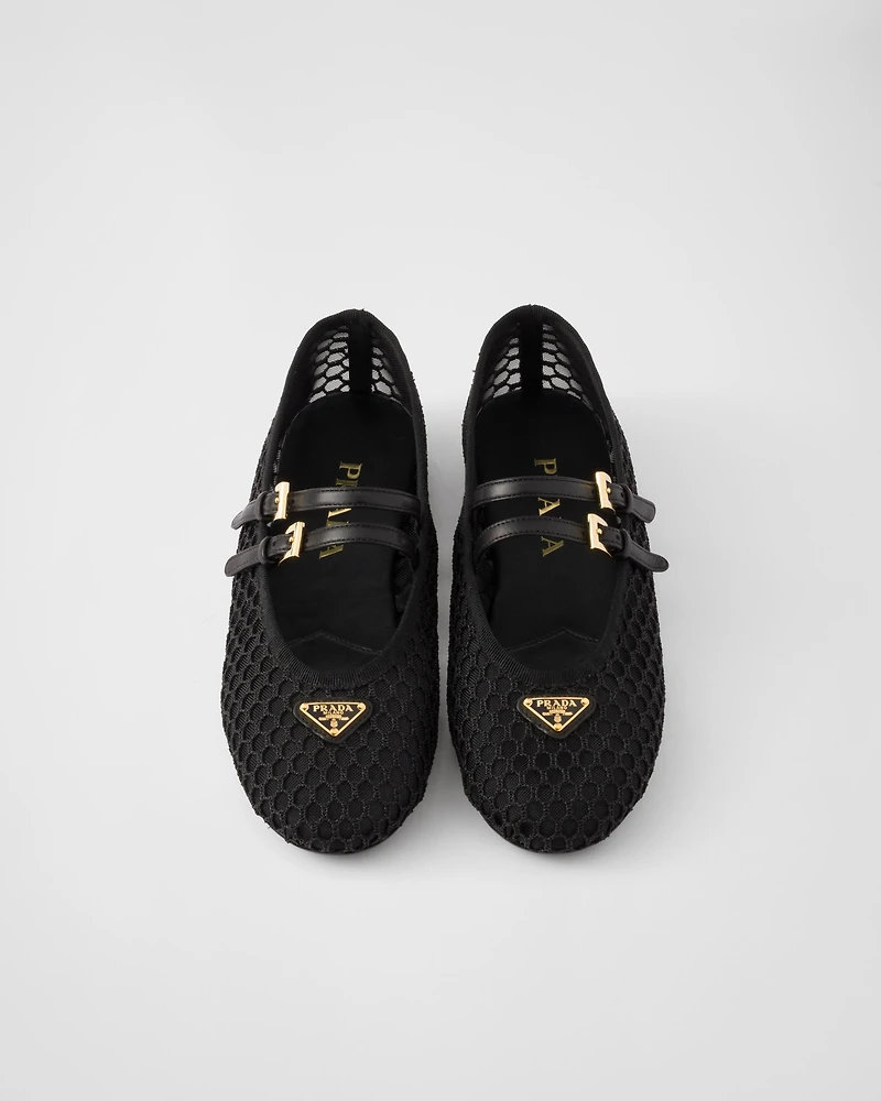 Mesh fabric ballerinas