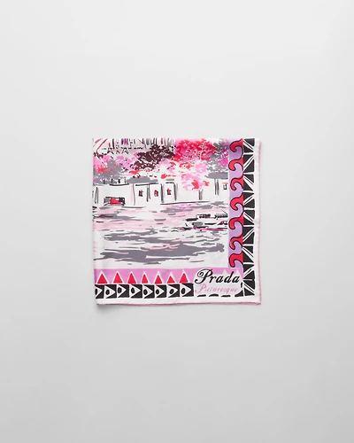 Pittoresque Paris printed silk foulard 90x90