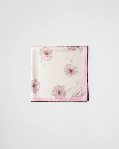 Printed silk twill foulard 90x90