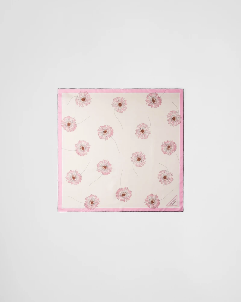 Printed silk twill foulard 90x90