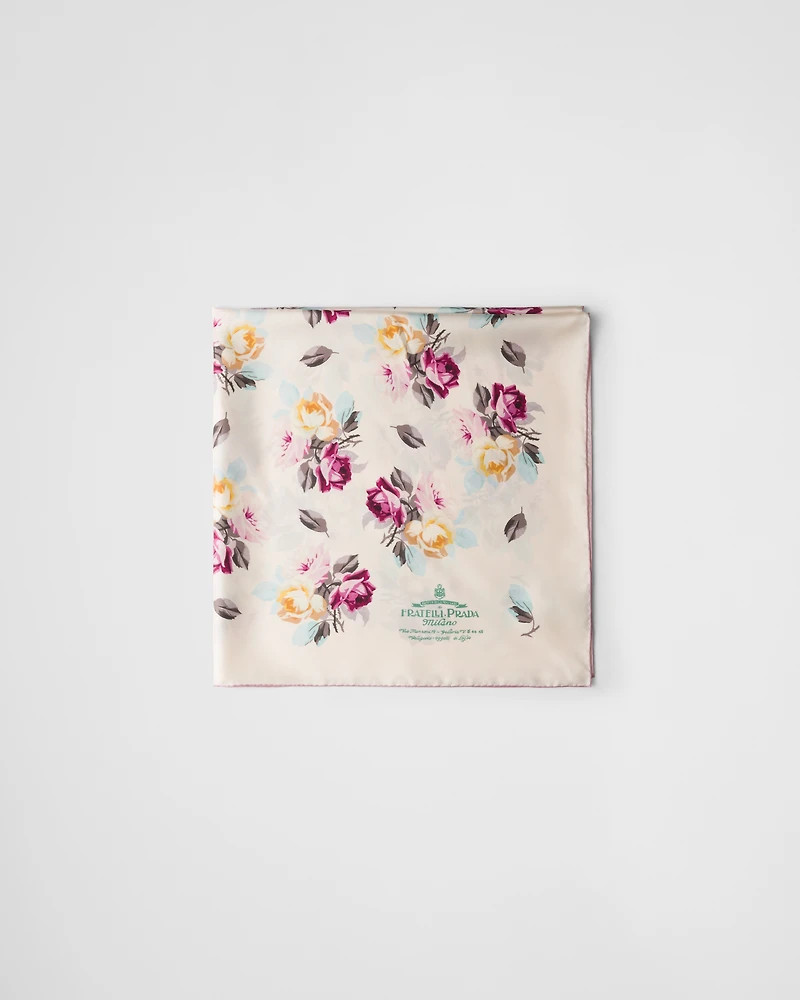 Printed silk twill scarf 90x90