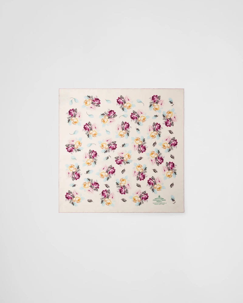 Printed silk twill scarf 90x90