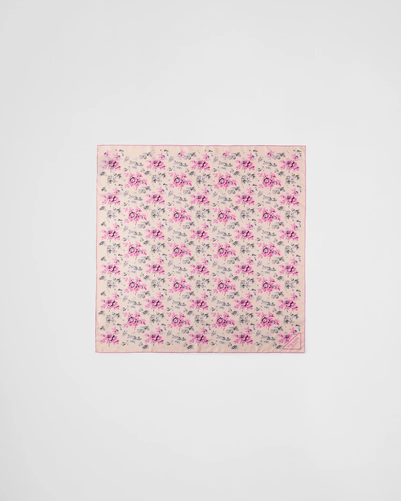 Printed silk twill scarf 90x90