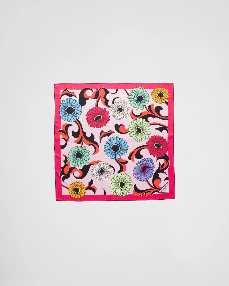 Printed silk twill scarf 90x90