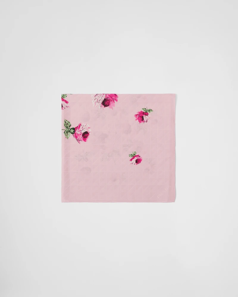 Crepe de chine jacquard scarf 90x90