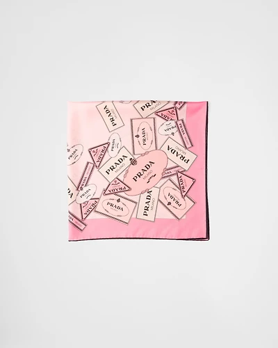 Printed silk twill scarf 90x90