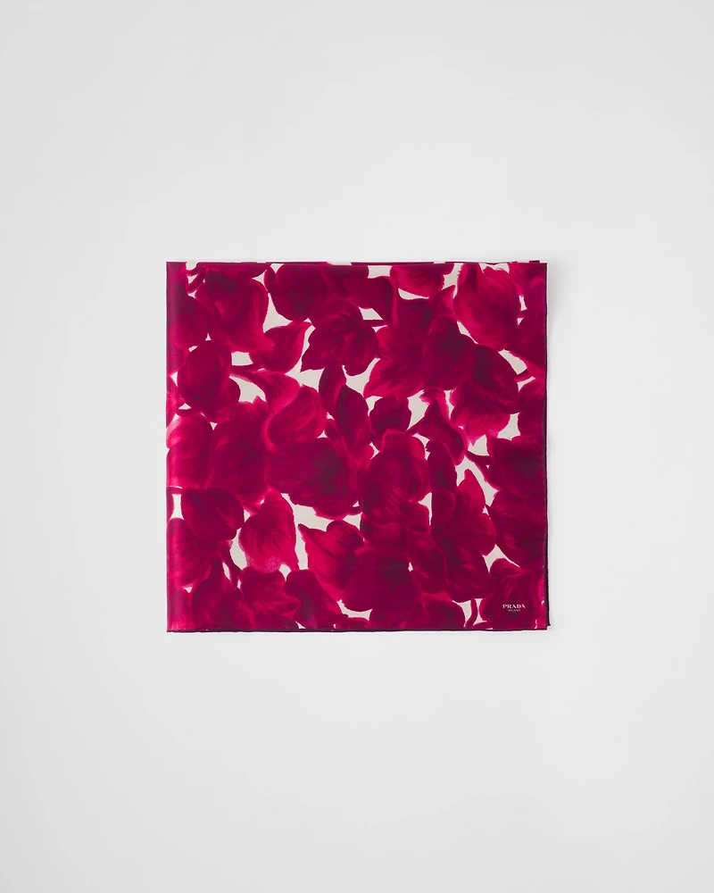 Printed silk shantung scarf 90x90