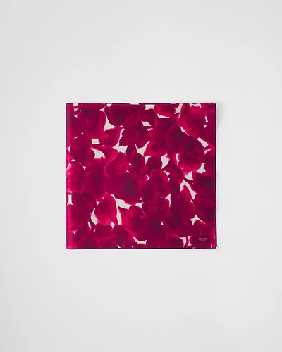 Printed silk shantung scarf 90x90