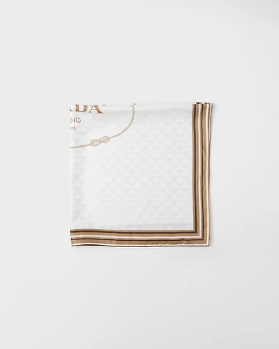 Printed silk twill jacquard scarf 90 x 90 cm
