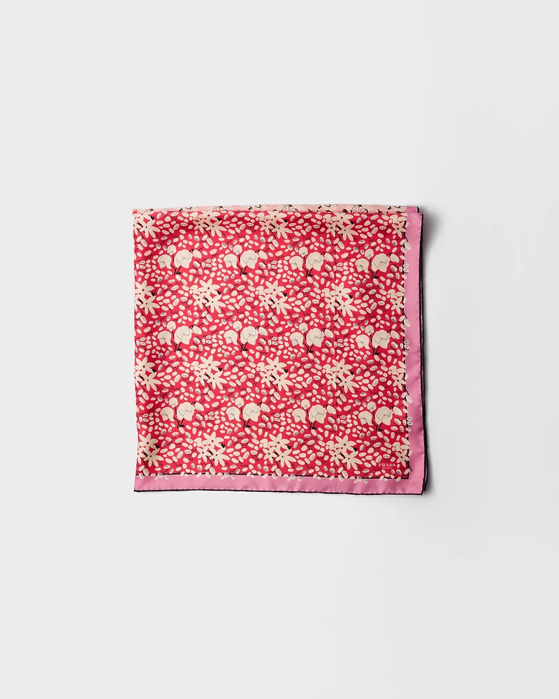 Printed silk twill scarf 90 x 90
