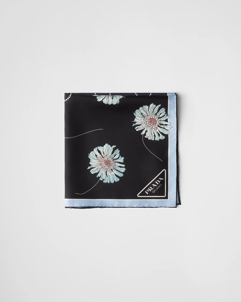Printed silk twill scarf 55x55