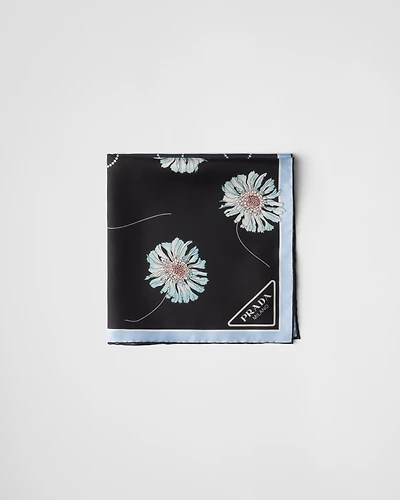 Printed silk twill scarf 55x55