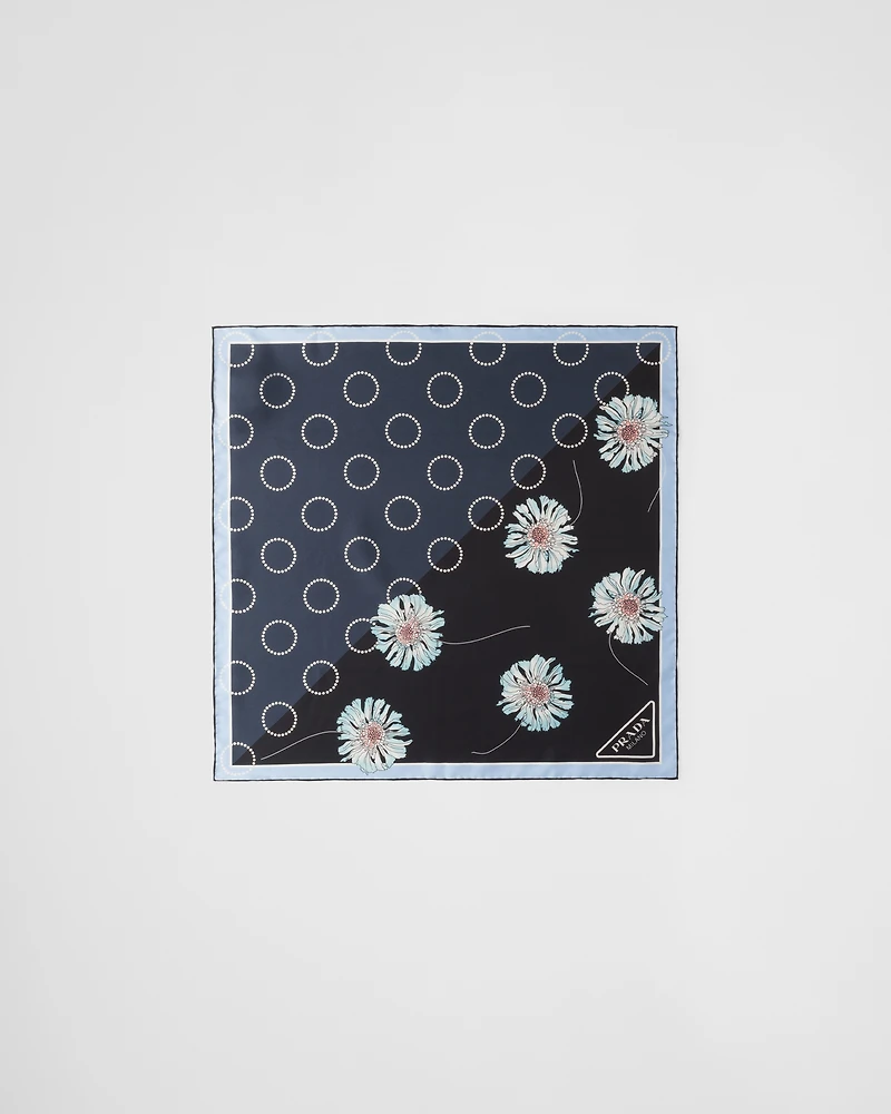 Printed silk twill scarf 55x55