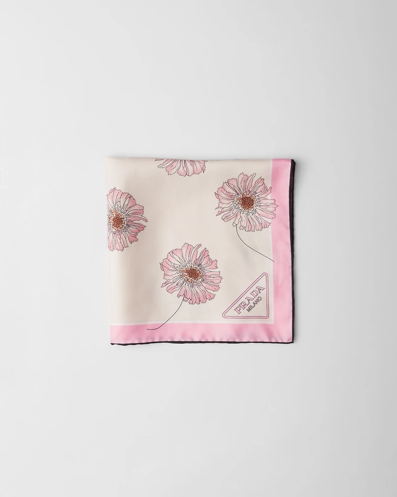 Printed silk twill scarf