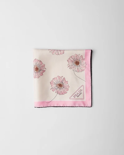Printed silk twill scarf