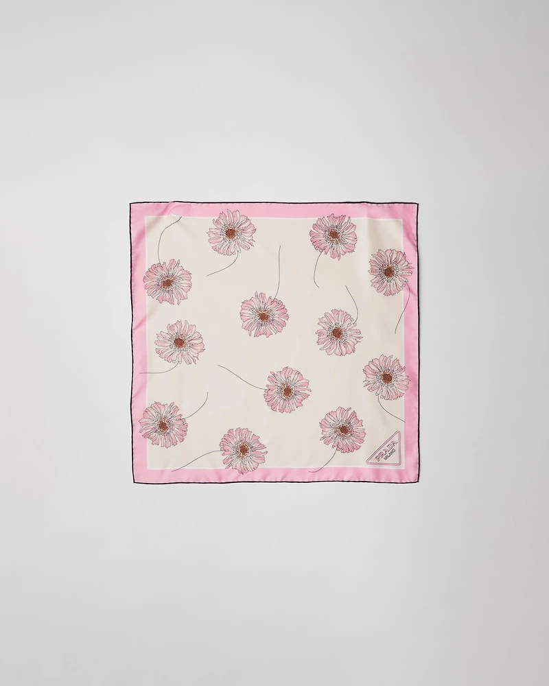 Printed silk twill scarf