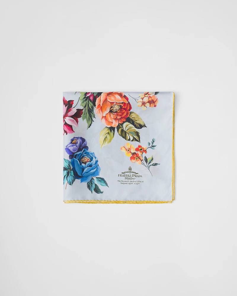 Printed silk twill scarf 55x55