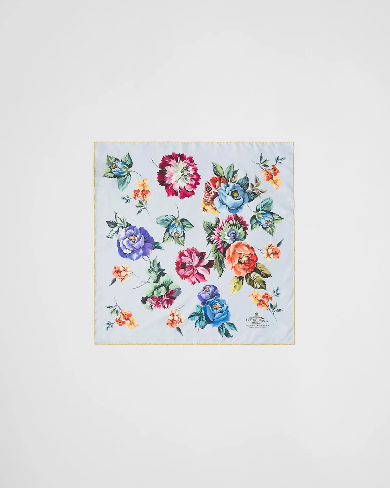 Printed silk twill scarf 55x55