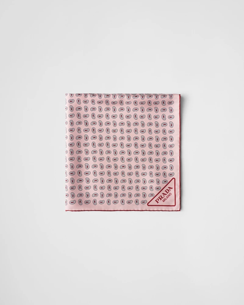 Printed silk twill scarf 55x55