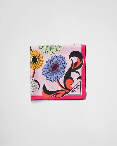Printed silk twill scarf 55x55
