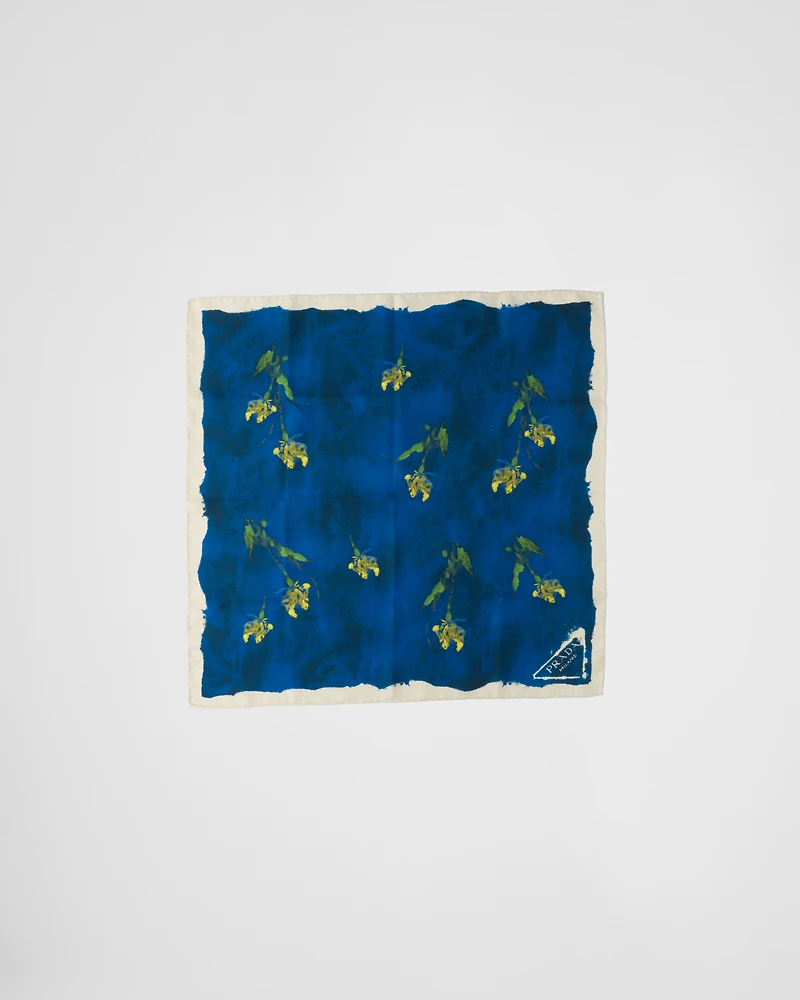 Printed silk twill scarf 55x55