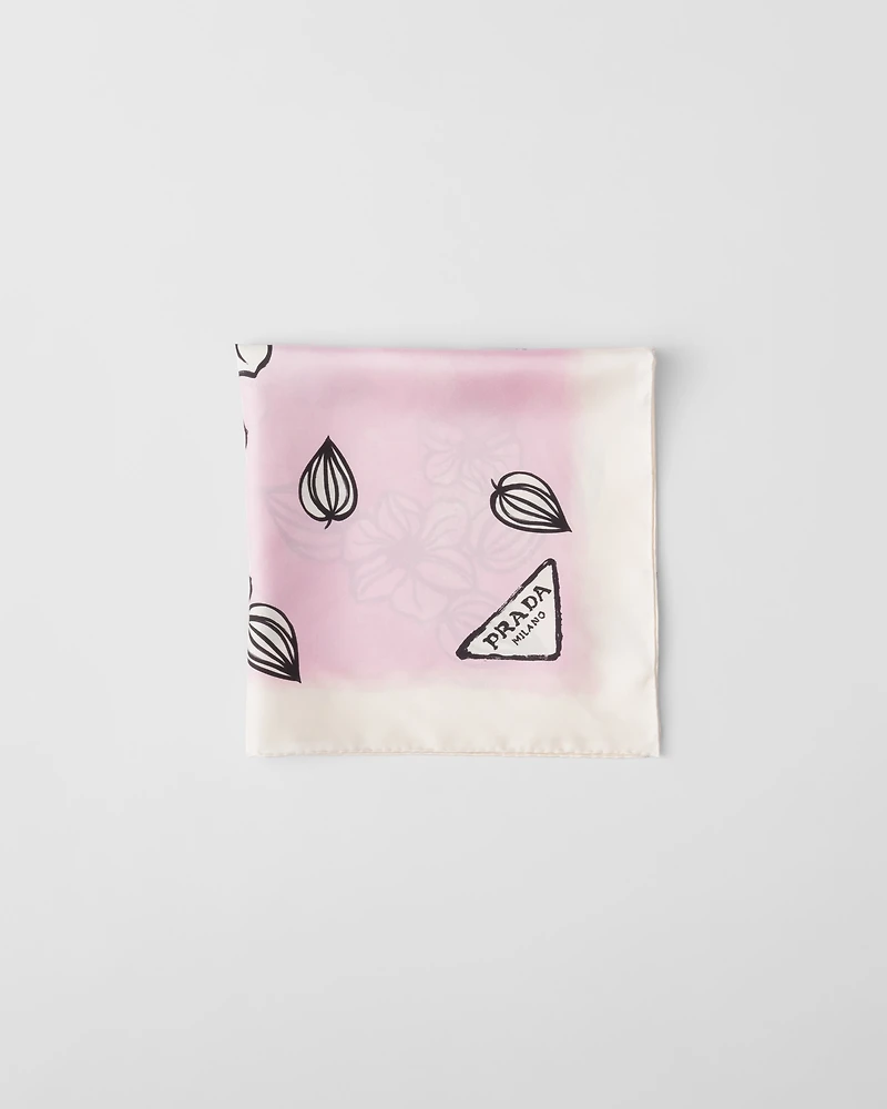 Printed twill scarf 55x55